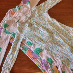 4 pack pajamas, 3 long sleeved toddler footed and one short sleeve/shorts 24M